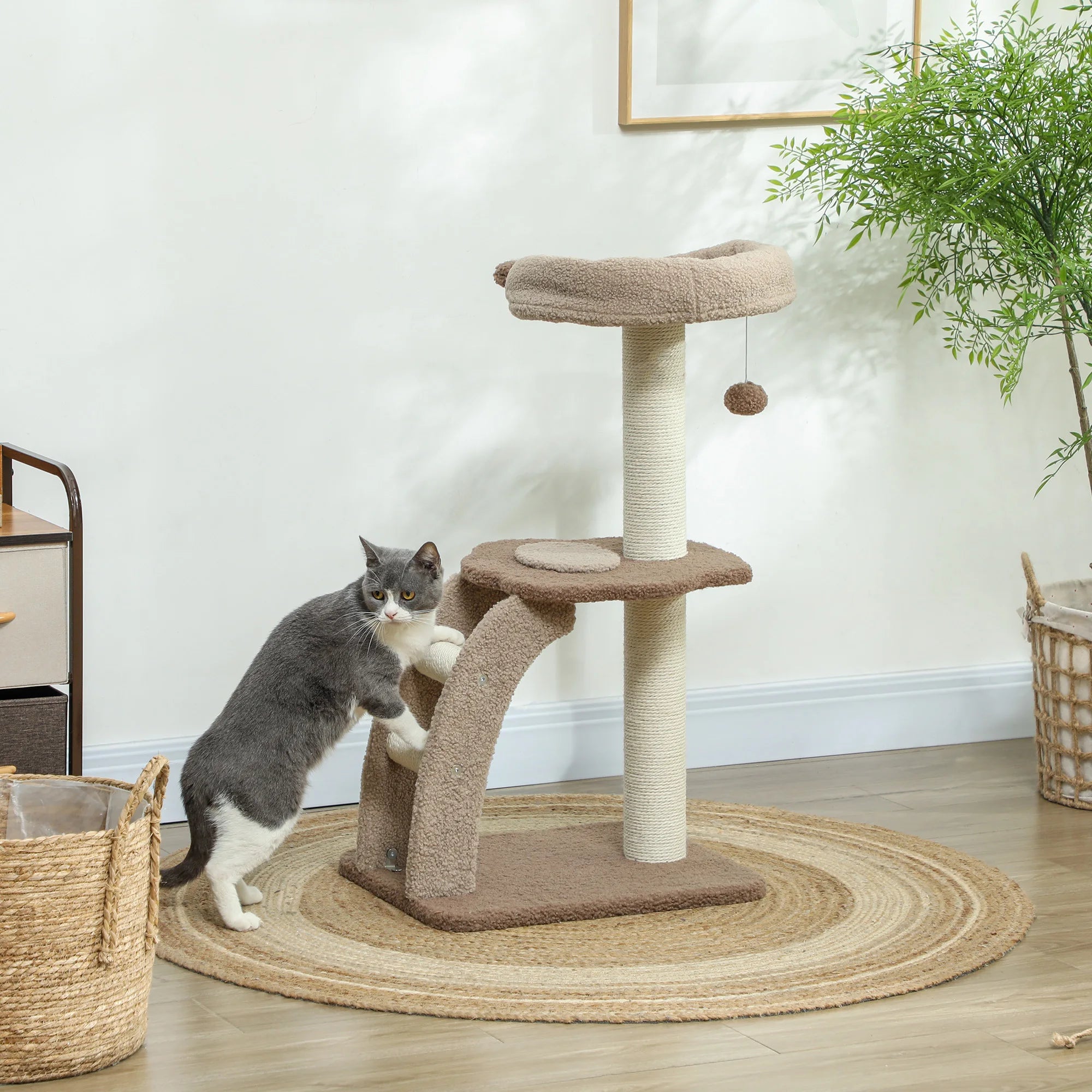 88cm Cat Tower with Scratching Post & Perch