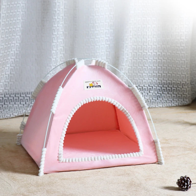 Foldable Cat House Tent with Soft Bed