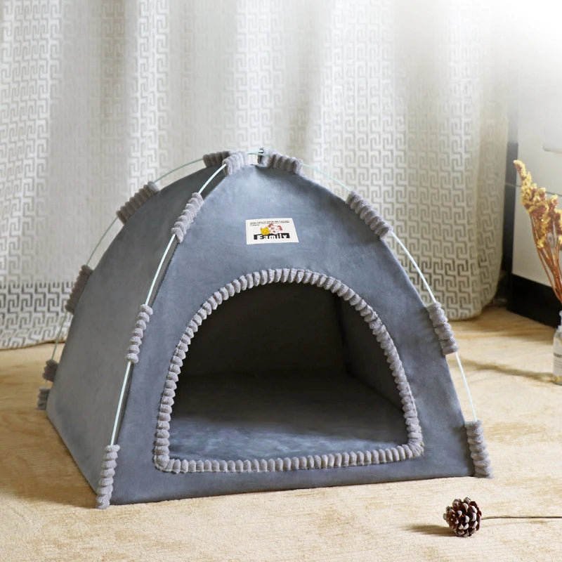 Foldable Cat House Tent with Soft Bed