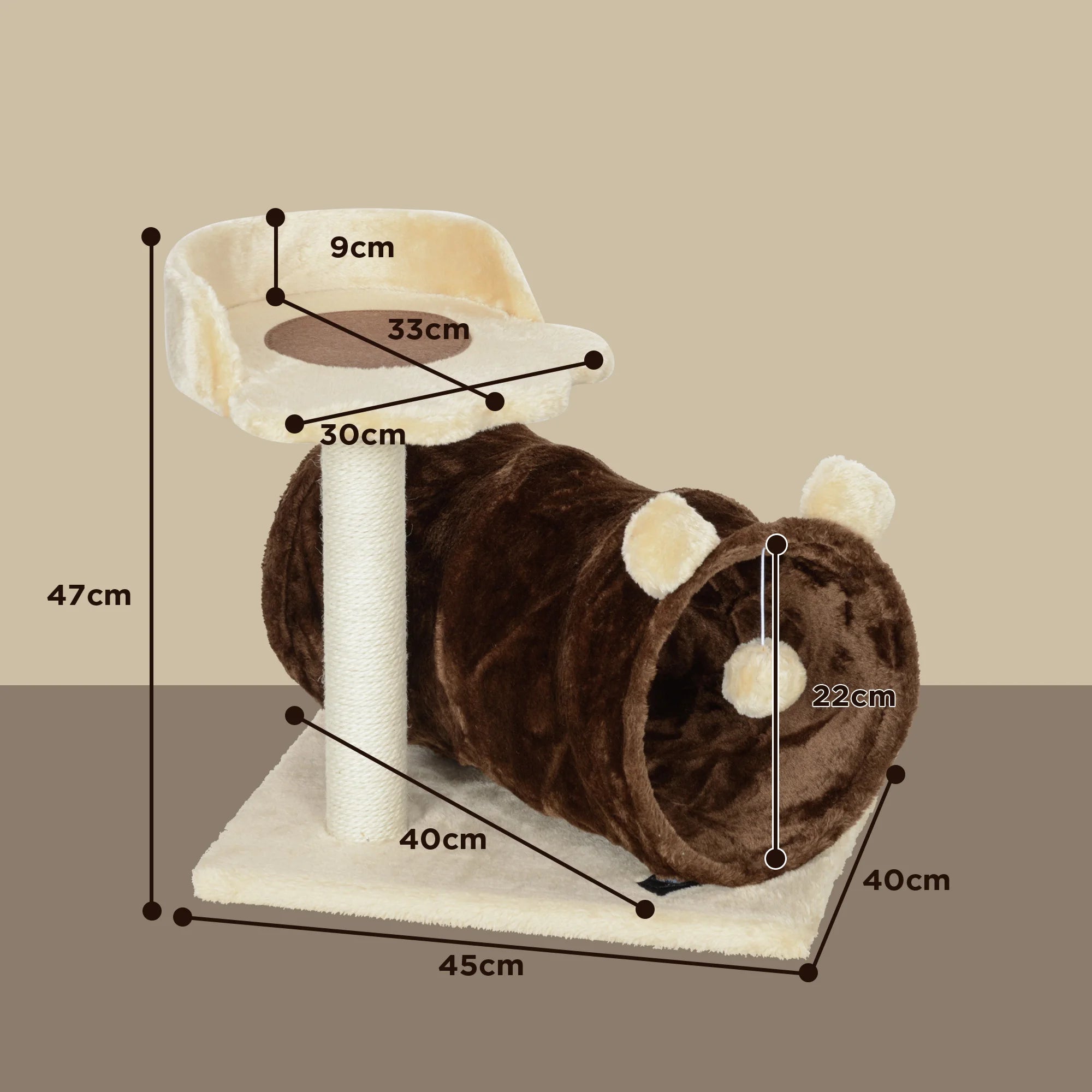 Cat Tower with Tunnel, Bed & Scratcher