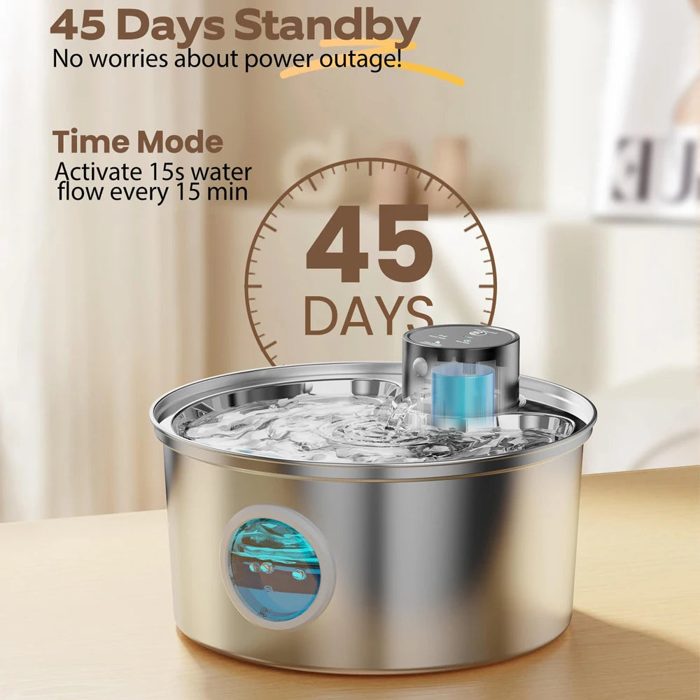 Wireless Stainless Steel Cat Water Fountain