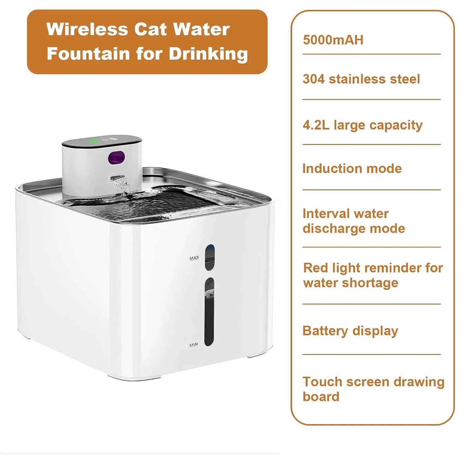 4.2L Stainless Steel Cat Water Fountain