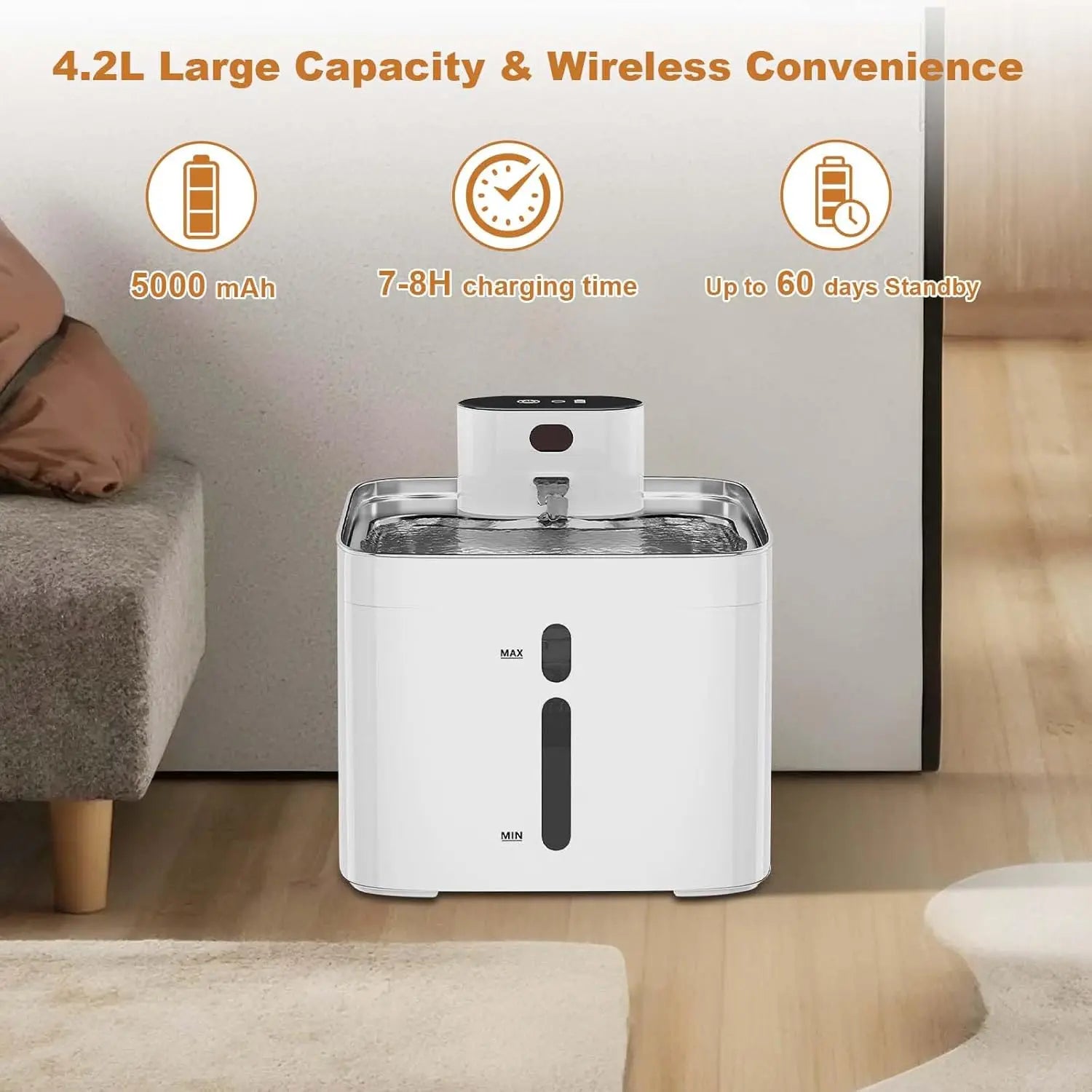 4.2L Stainless Steel Cat Water Fountain