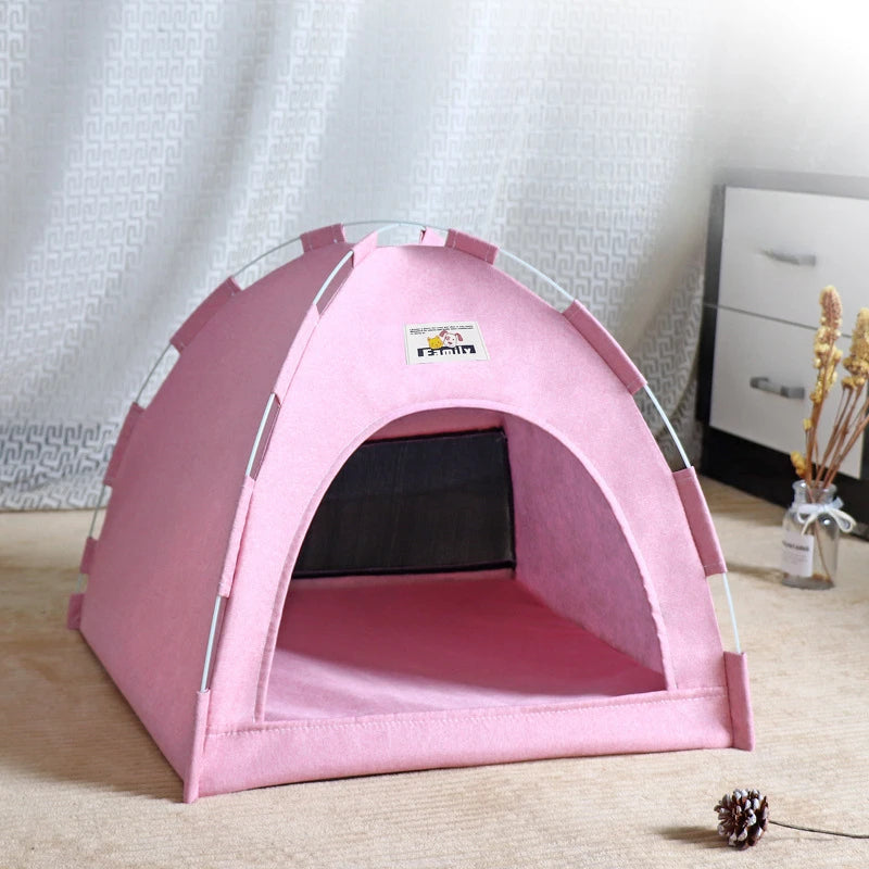 Foldable Cat House Tent with Soft Bed