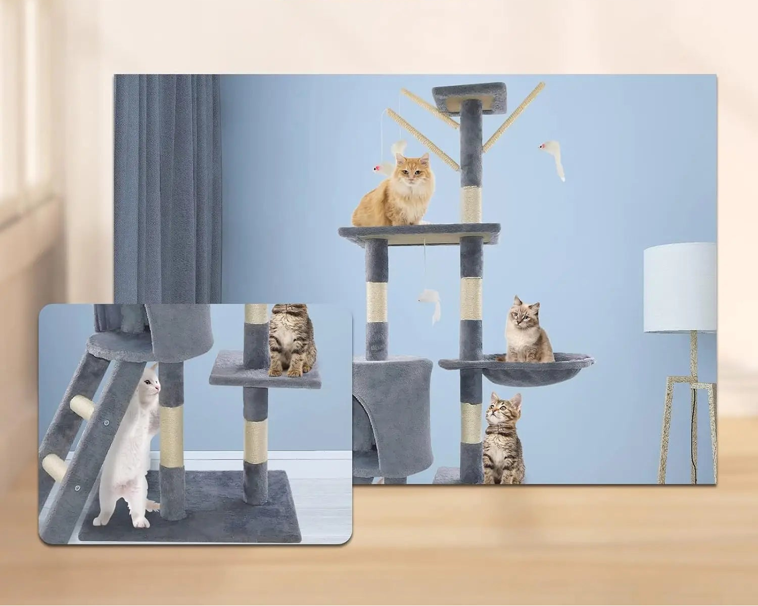 140cm Cat Activity Tower with Multi-Level Climbing