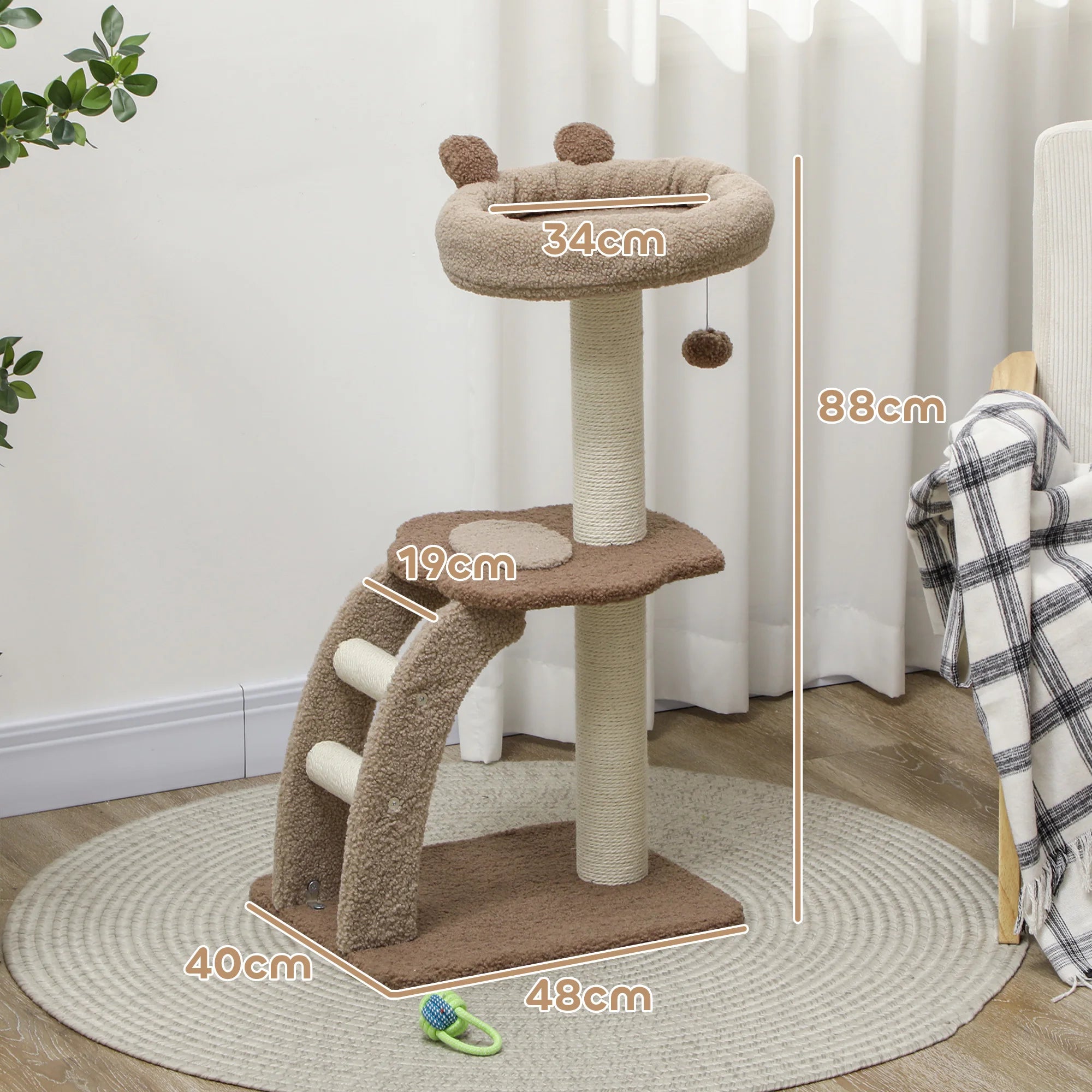 88cm Cat Tower with Scratching Post & Perch