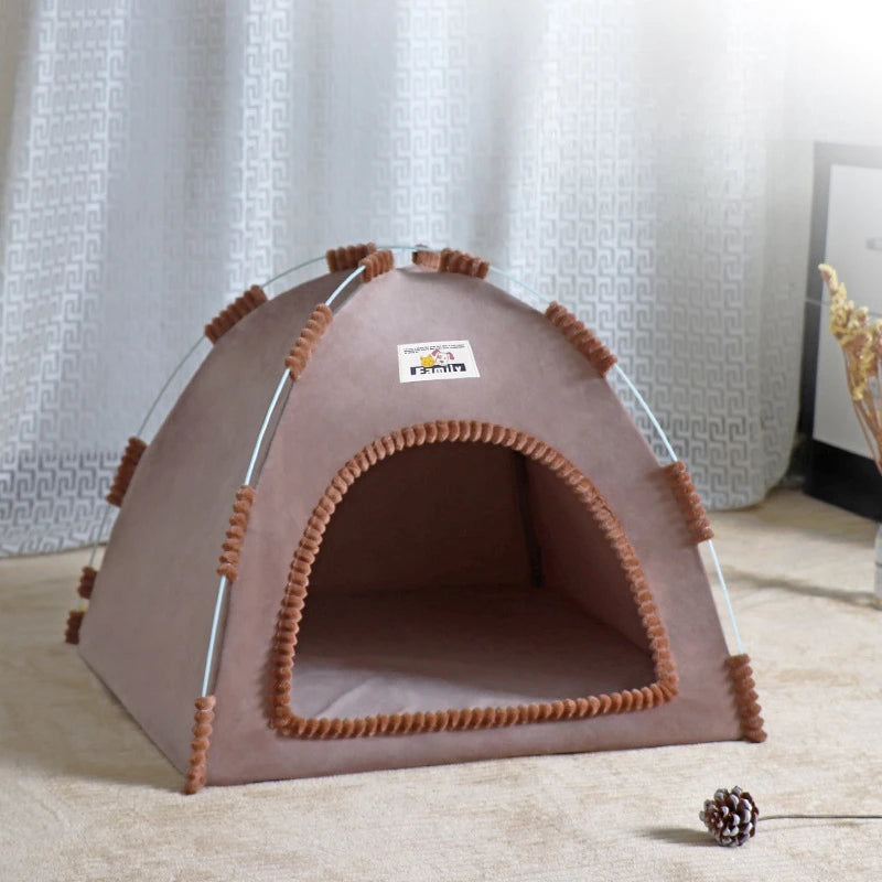 Foldable Cat House Tent with Soft Bed
